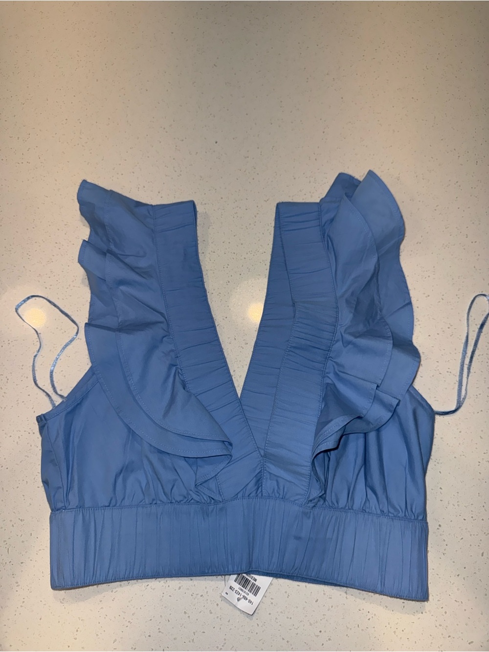 Abercrombie & Fitch Light Blue Ruffle V‑Neck Crop Top